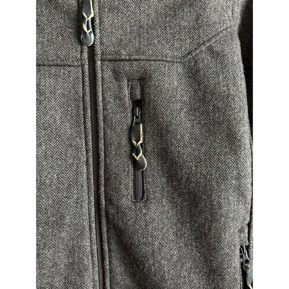 STS Ranchwear The Stone Mens Small Wool Blend Jacket Brown Concealable Hood - Picture 7 of 16